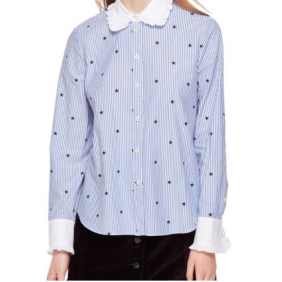 Kate Spade Twinkle Star Stripe Ruffle Button Front - Picture 1 of 3